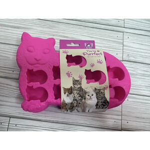 Pink Silicone Cat Ice Cube Trays Set Of 2 For Cocktails, Coffee, Teas Drinks NWT